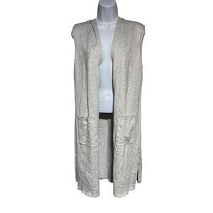 Cyrus Womens Light Gray Sleeveless Open Front Duster Cardigan Vest Pockets Sz M